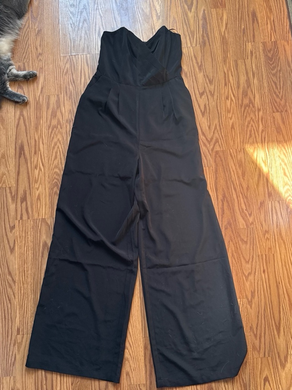 Express Black Strapless Wide-Leg Jumpsuit